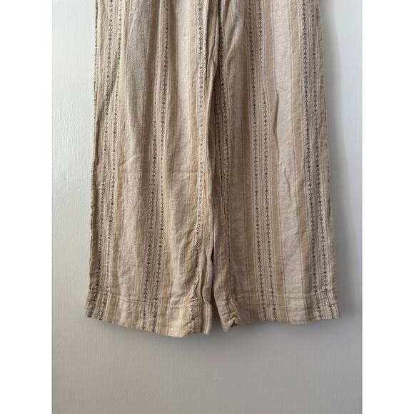 Briggs New York Khaki Brown Linen Blend Striped Wide Leg Pants Size Small - Picture 4 of 10